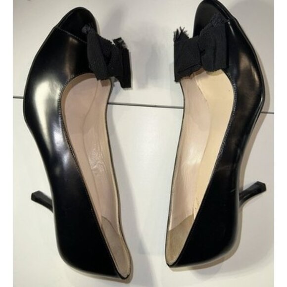 Prada Women's Open Toe Classic Pumps Patent Leather Black Size 6 - Picture 8 of 10